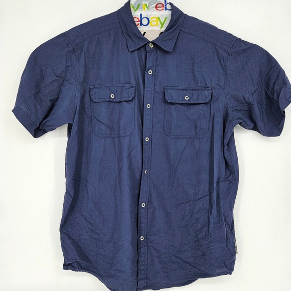 Exofficio Shirt Mens Extra Large Button Fishing Outdoors Blue Short Sleeve - Picture 1 of 11
